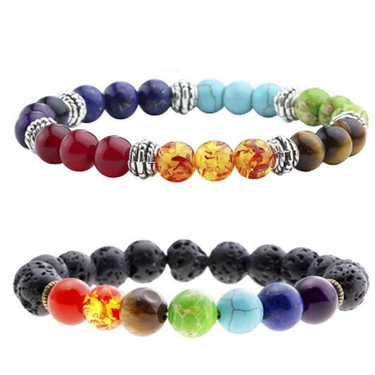 2020 Seven Chakra Alloy Jewelry Volcanic Stone Beaded Seven Chakra